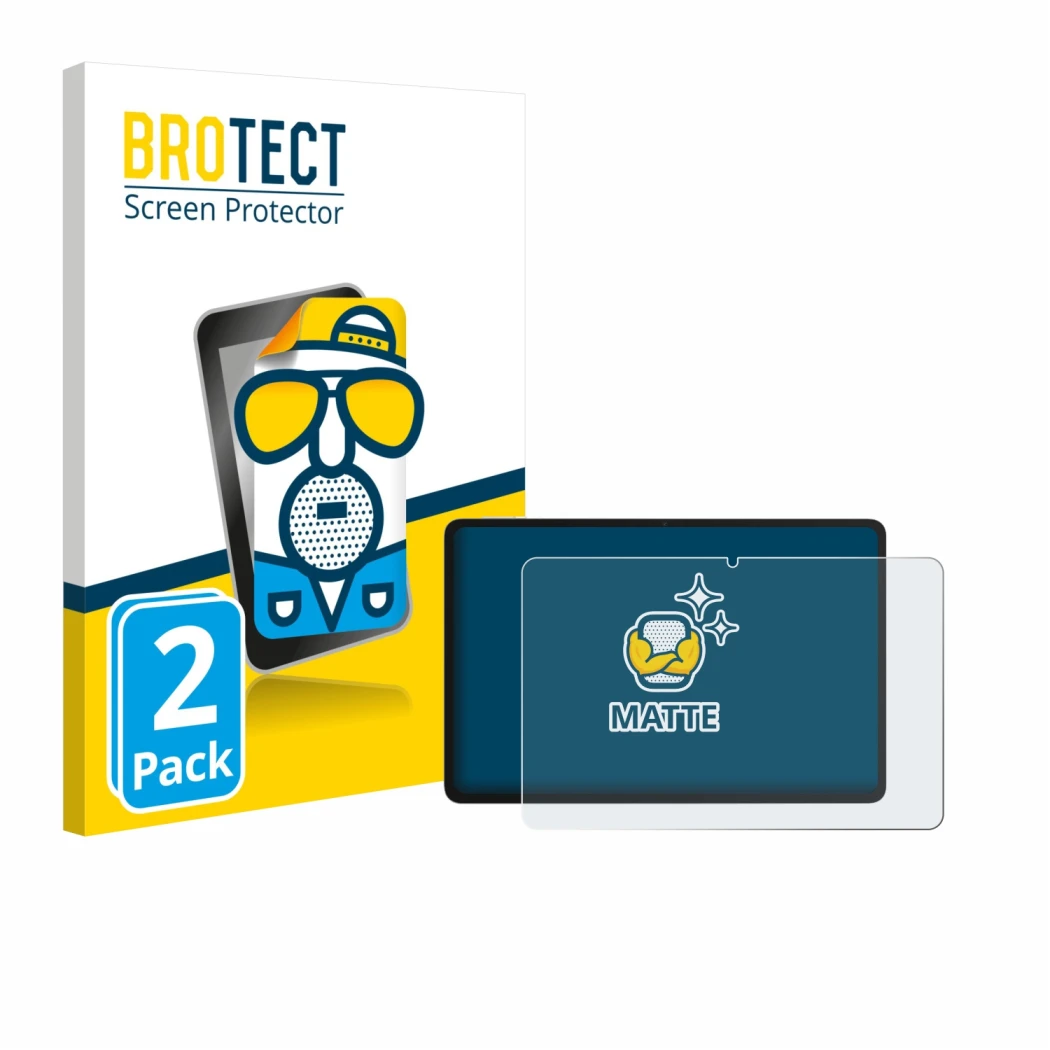 Vorderseite einer Produktverpackung mit dem Markenlogo BROTECT. Daneben ist das Gerät Honor Pad 10 mit dem zugehörigen Display