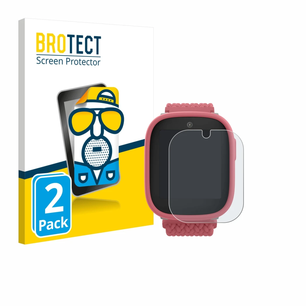 Vorderseite einer Produktverpackung mit dem Markenlogo BROTECT. Daneben ist das Gerät Xplora X6 Play 2025 (2. Generation) mit 