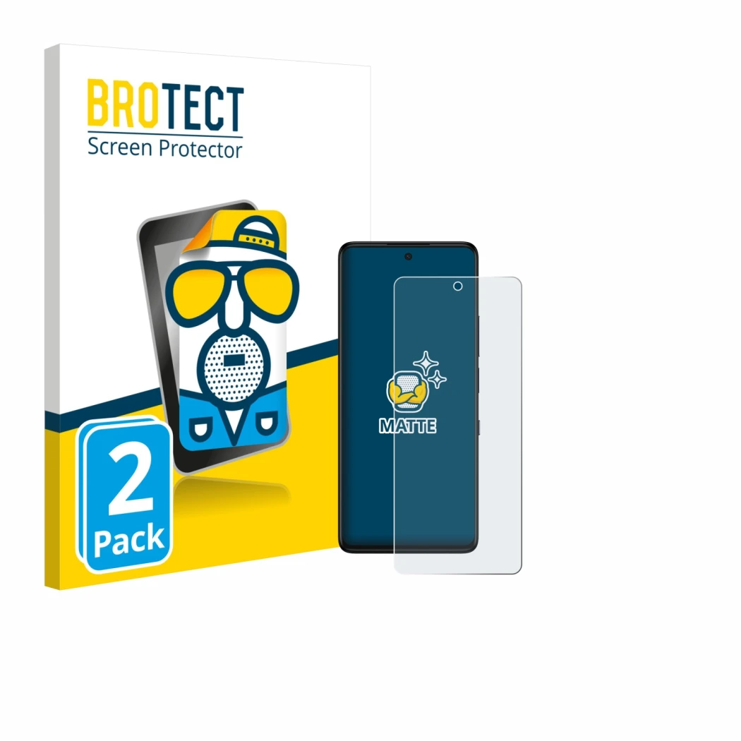 Vorderseite einer Produktverpackung mit dem Markenlogo BROTECT. Daneben ist das Gerät TCL 50 Pro NXTPaper 5G mit dem zugehörig