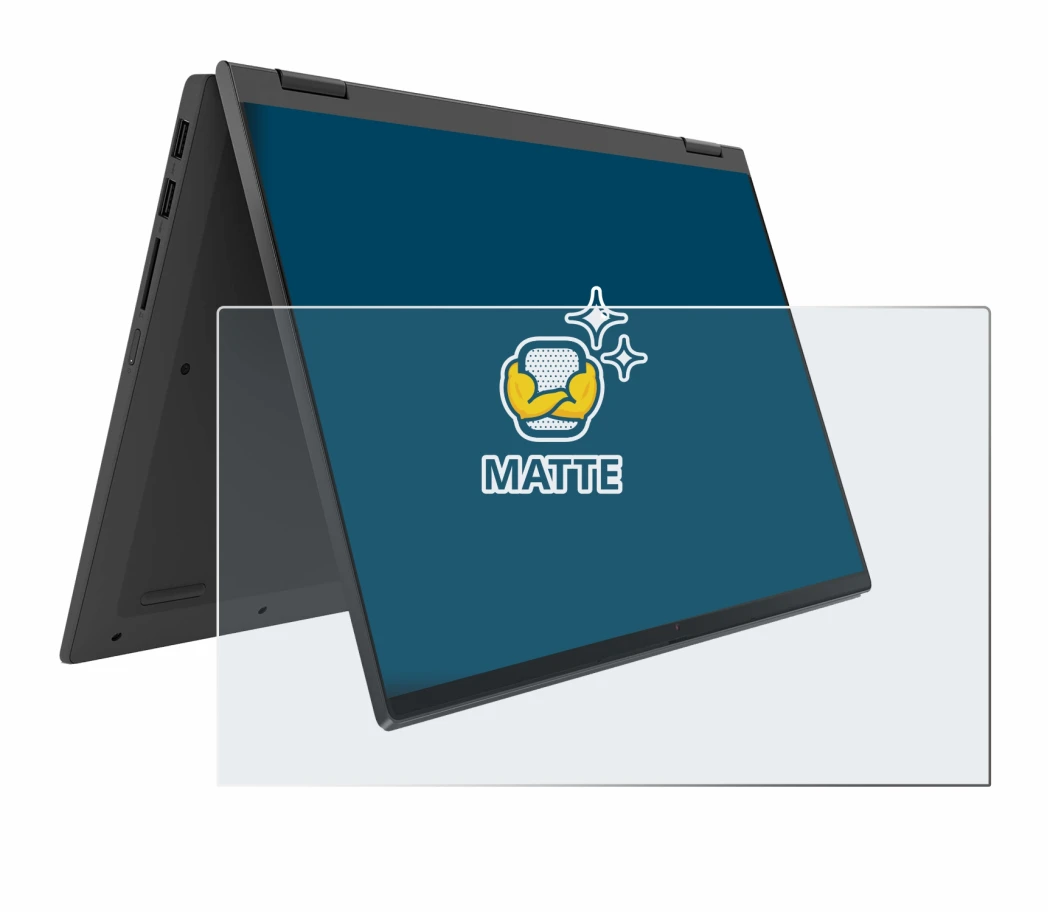 Abbildung des Geräts Lenovo IdeaPad Flex 5 14ALC05 mit einer Vielzahl des Displayschutzes.