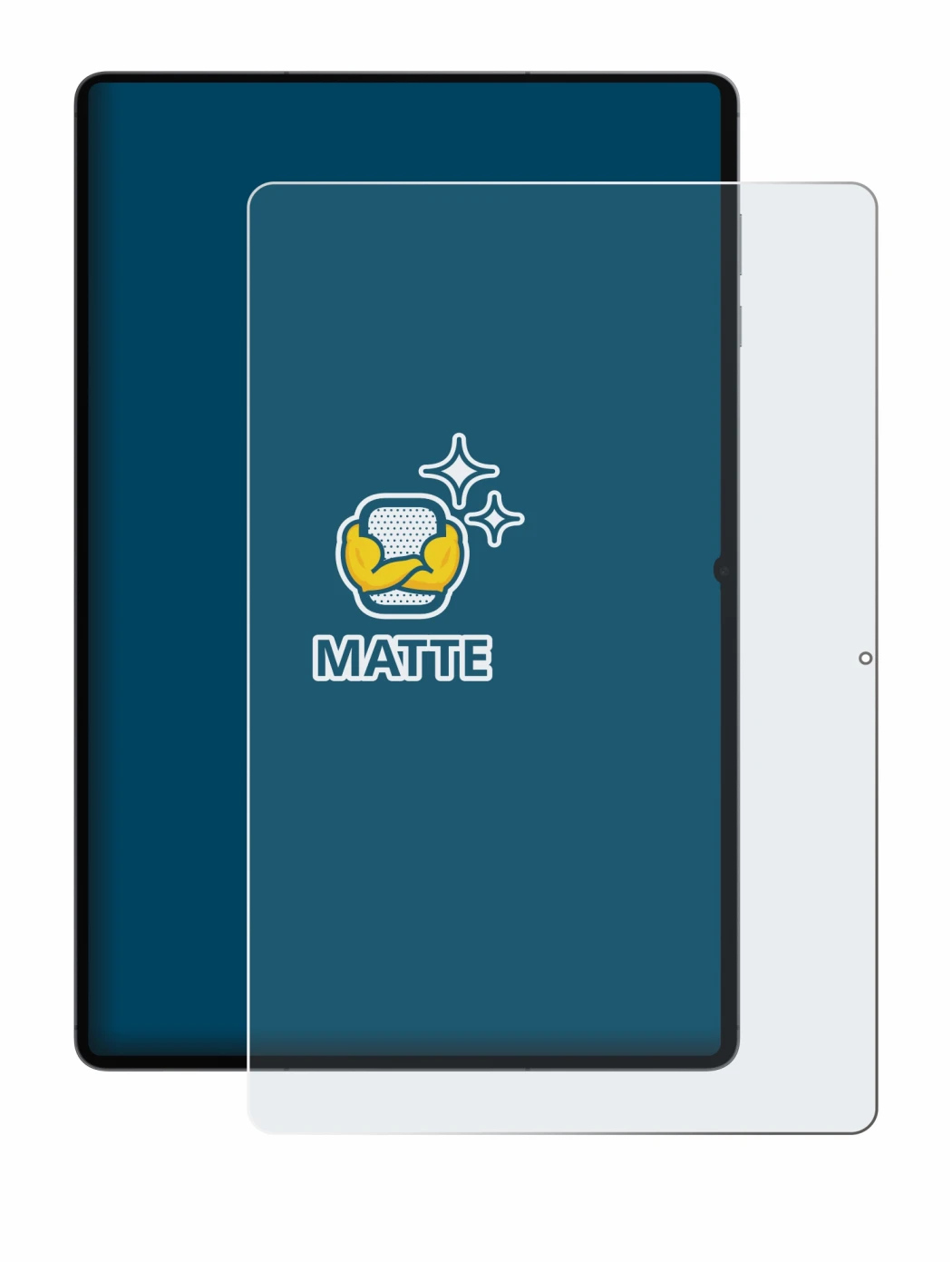 Abbildung des Geräts Samsung Galaxy Tab S11 Ultra (Hochformat) mit einer Vielzahl des Displayschutzes.