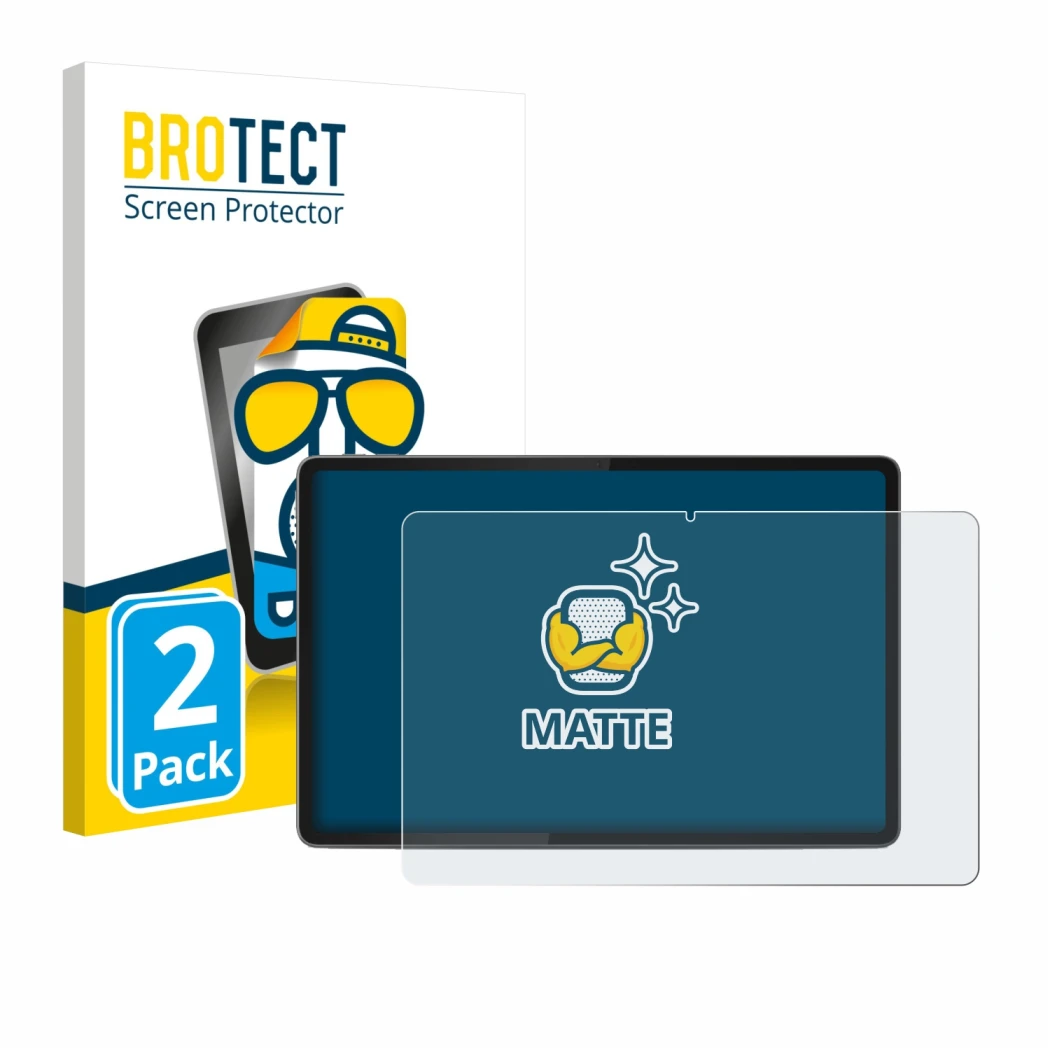 Vorderseite einer Produktverpackung mit dem Markenlogo BROTECT. Daneben ist das Gerät Lenovo Yoga Tab 11.1