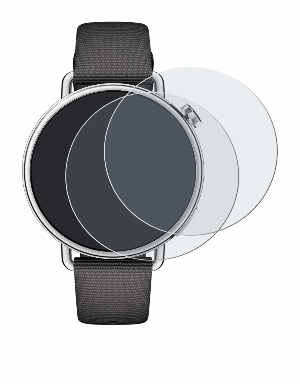 Abbildung des Geräts Xiaomi Watch S4 (41 mm) mit einer Vielzahl des Displayschutzes.