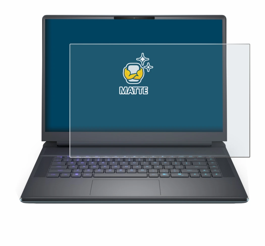 Abbildung des Geräts Dell Alienware 16 Area-51 mit einer Vielzahl des Displayschutzes.
