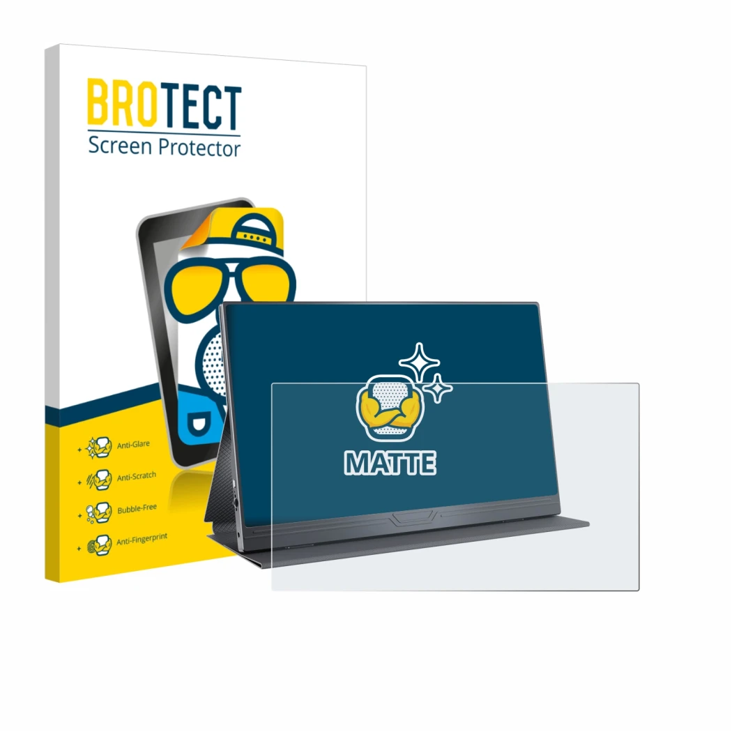 Vorderseite einer Produktverpackung mit dem Markenlogo BROTECT. Daneben ist das Gerät CUIUIC GS156B2 mit dem zugehörigen Displ