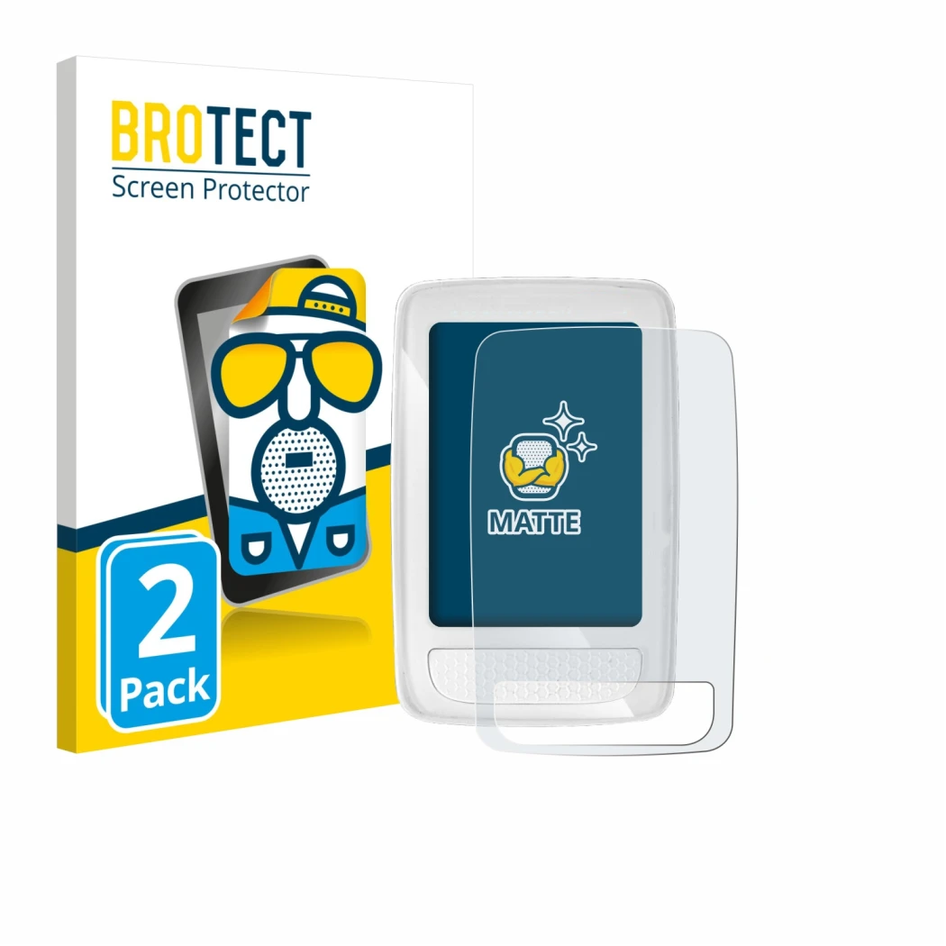 Vorderseite einer Produktverpackung mit dem Markenlogo BROTECT. Daneben ist das Gerät Giant Axact 14W mit dem zugehörigen Disp