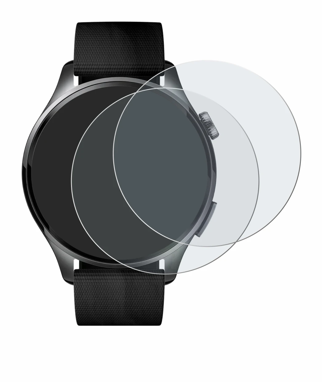 Abbildung des Geräts Xiaomi Watch 5 (47 mm) mit einer Vielzahl des Displayschutzes.