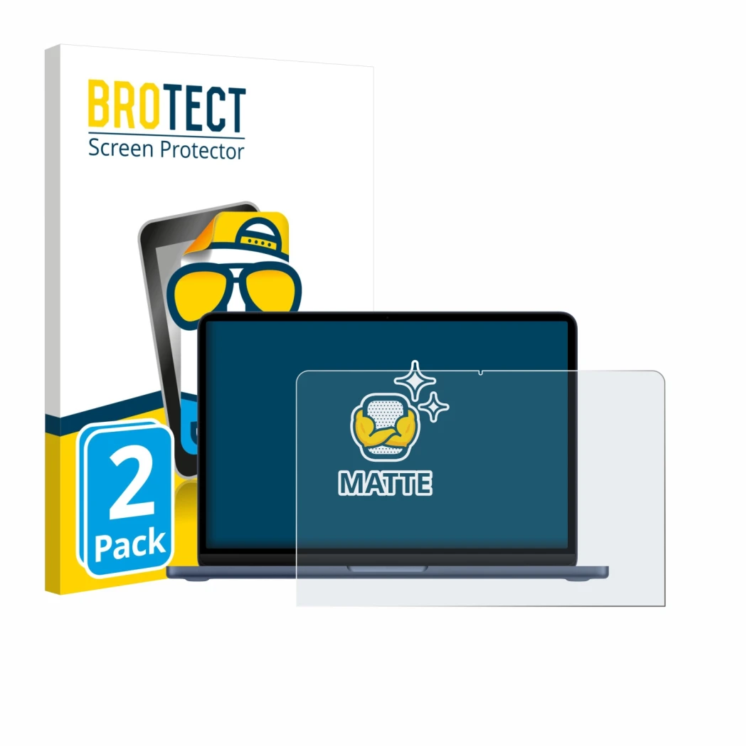 Vorderseite einer Produktverpackung mit dem Markenlogo BROTECT. Daneben ist das Gerät Apple MacBook Neo 13