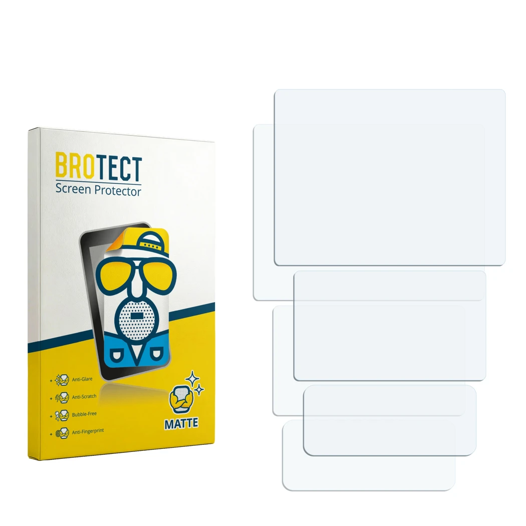 Vorderseite einer Produktverpackung mit dem Markenlogo BROTECT. Daneben ist der zugehörige Displayschutz.