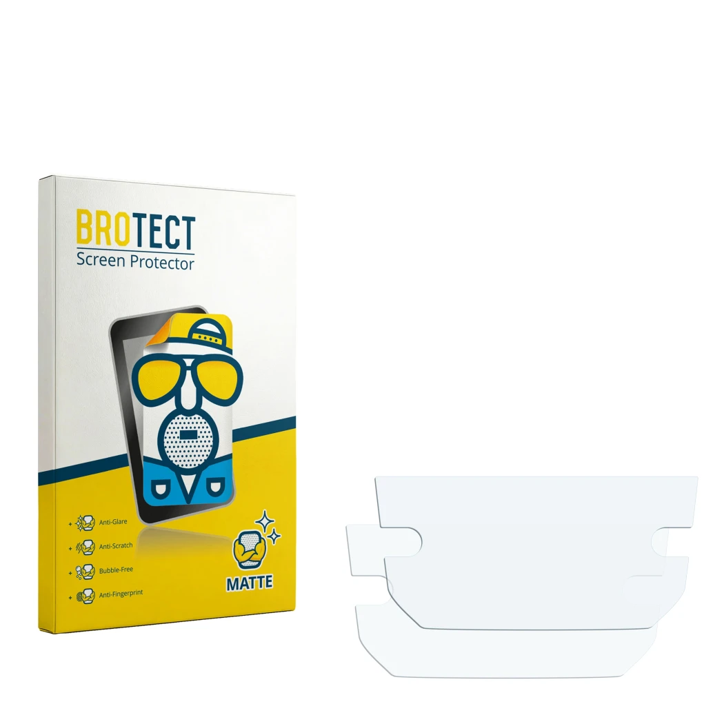 Vorderseite einer Produktverpackung mit dem Markenlogo BROTECT. Daneben ist der zugehörige Displayschutz.