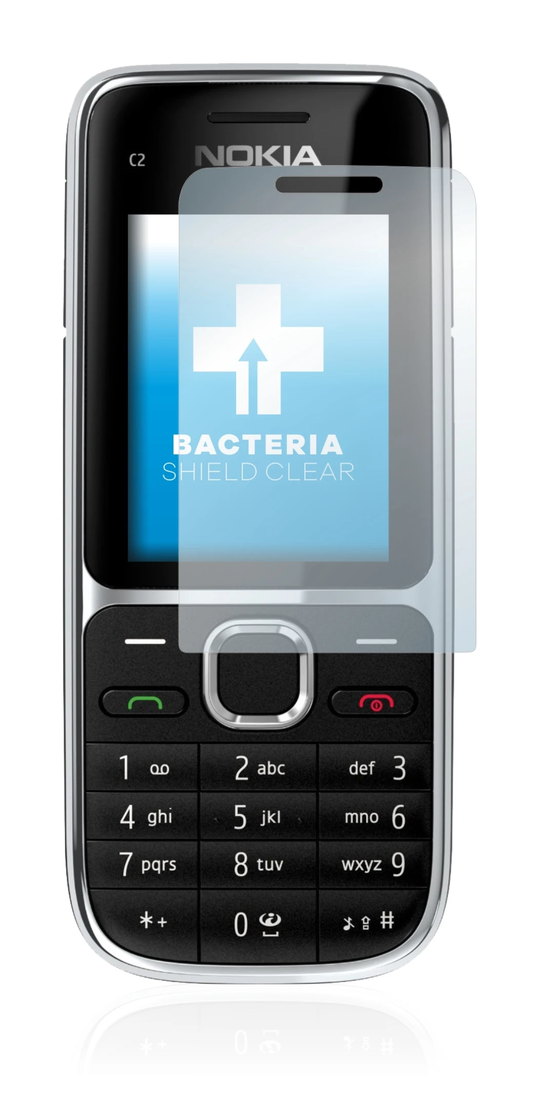 Abbildung des Geräts Nokia C2-01 mit einer Vielzahl des Displayschutzes.