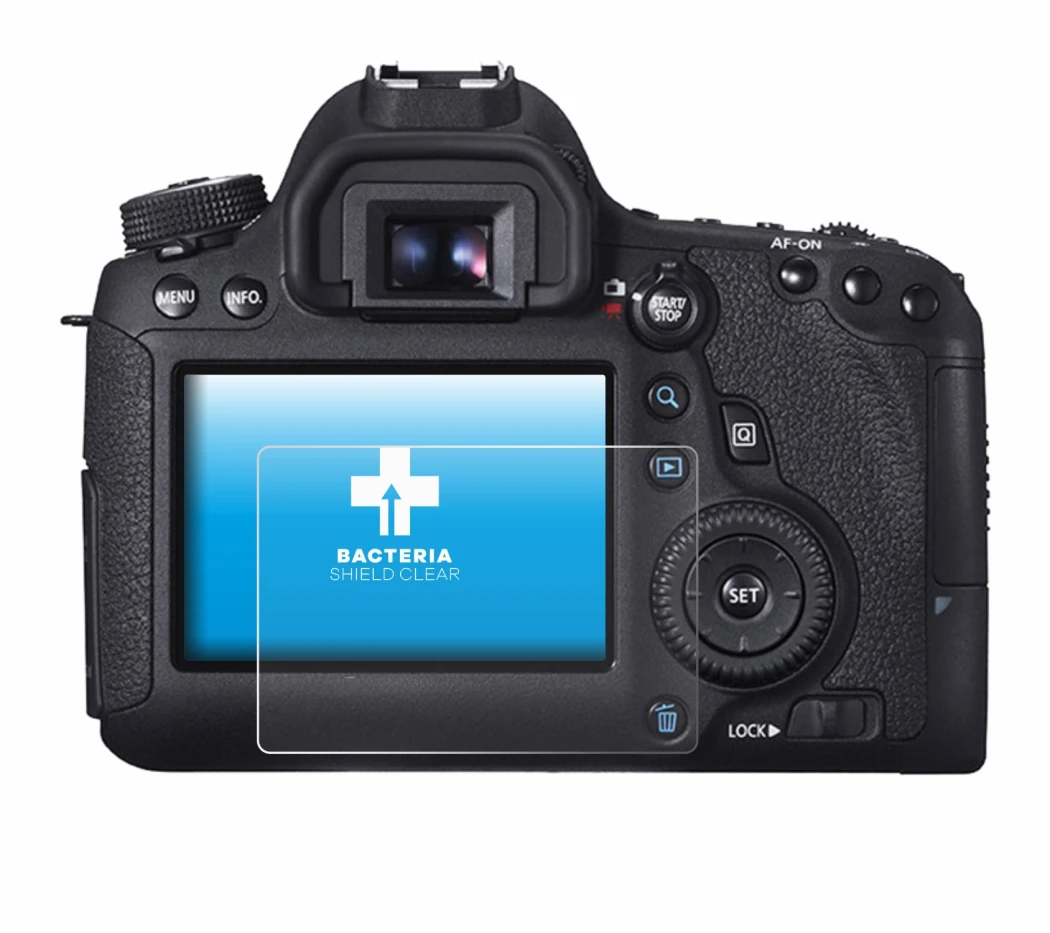 Abbildung des Geräts Canon EOS 6D mit einer Vielzahl des Displayschutzes.