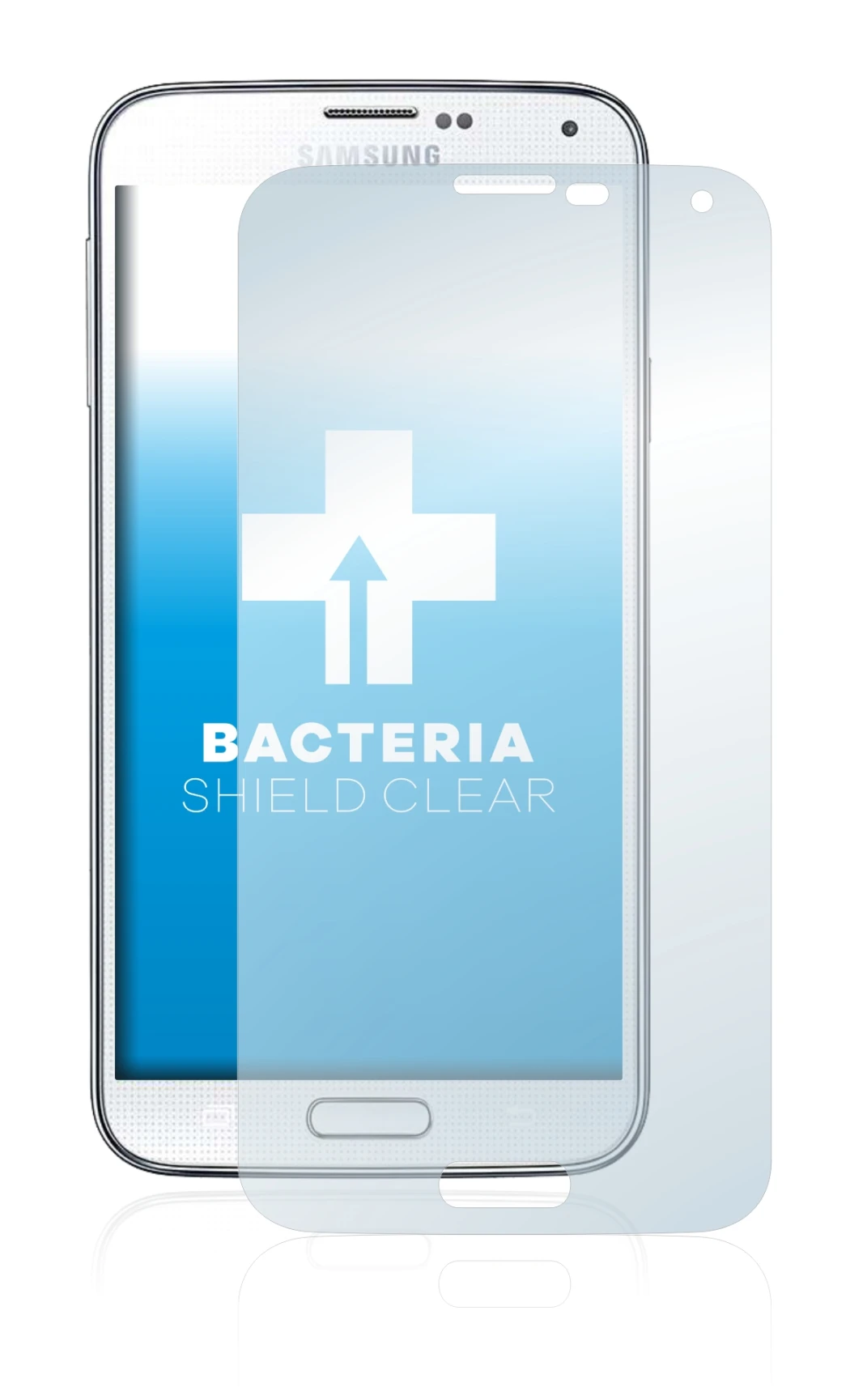 Abbildung des Geräts Samsung Galaxy S5 mit einer Vielzahl des Displayschutzes.