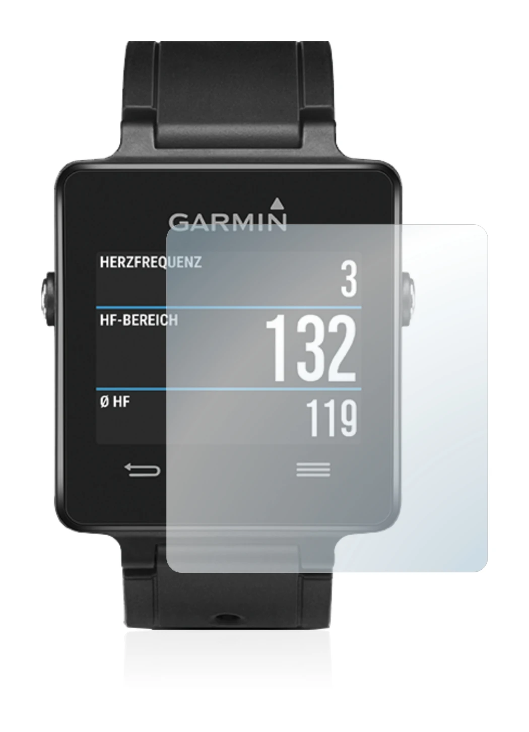 Abbildung des Geräts Garmin vivoactive mit einer Vielzahl des Displayschutzes.