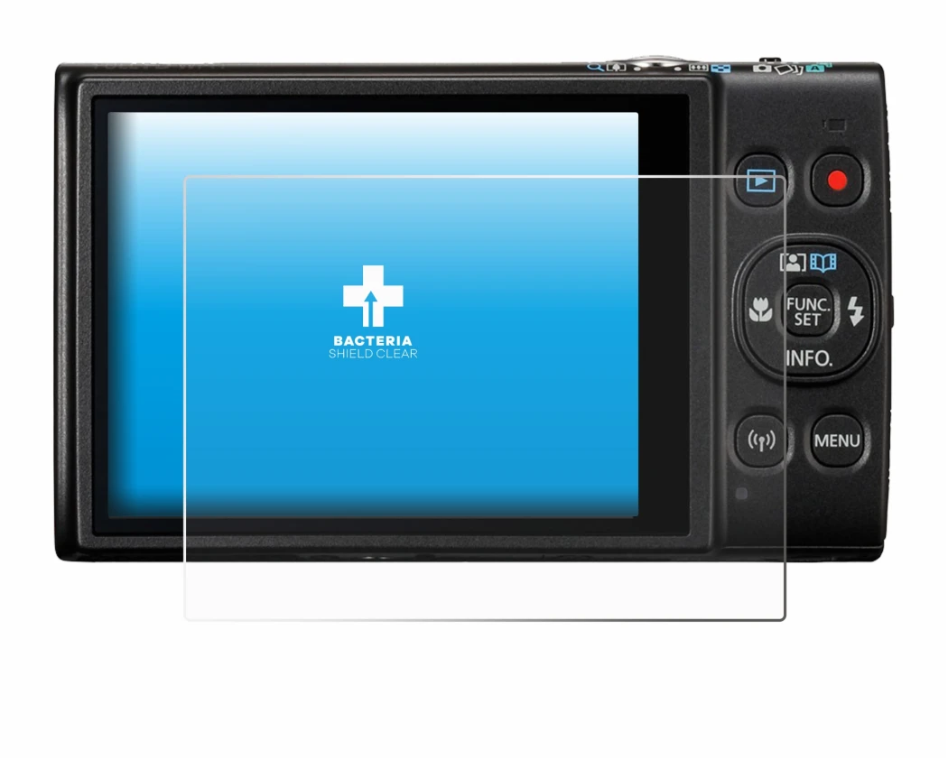 Abbildung des Geräts Canon Digital Ixus 285 hs mit einer Vielzahl des Displayschutzes.