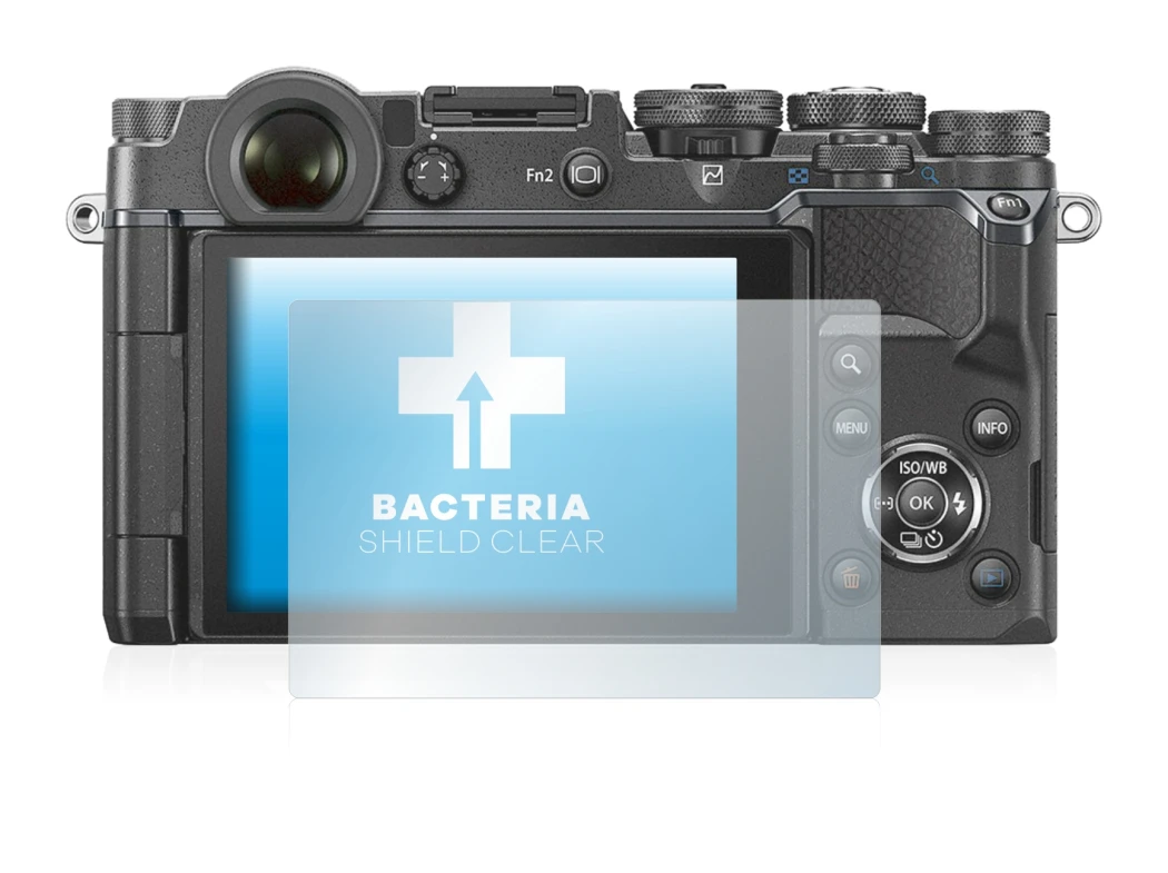 Abbildung des Geräts Olympus PEN-F mit einer Vielzahl des Displayschutzes.