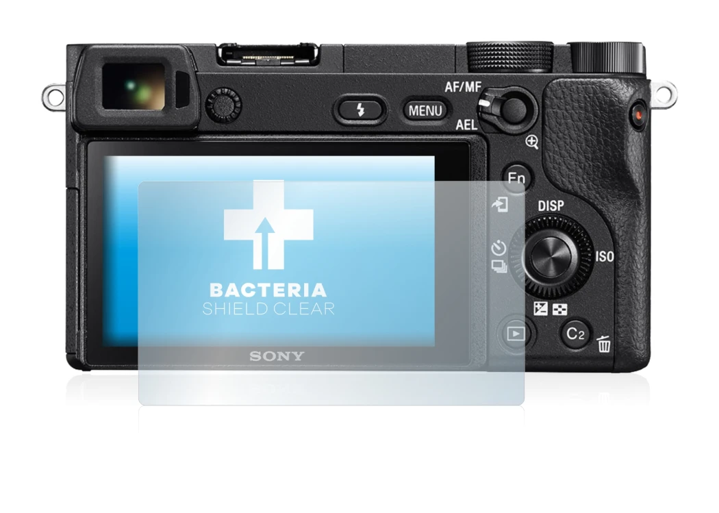 Abbildung des Geräts Sony Alpha 6300 mit einer Vielzahl des Displayschutzes.