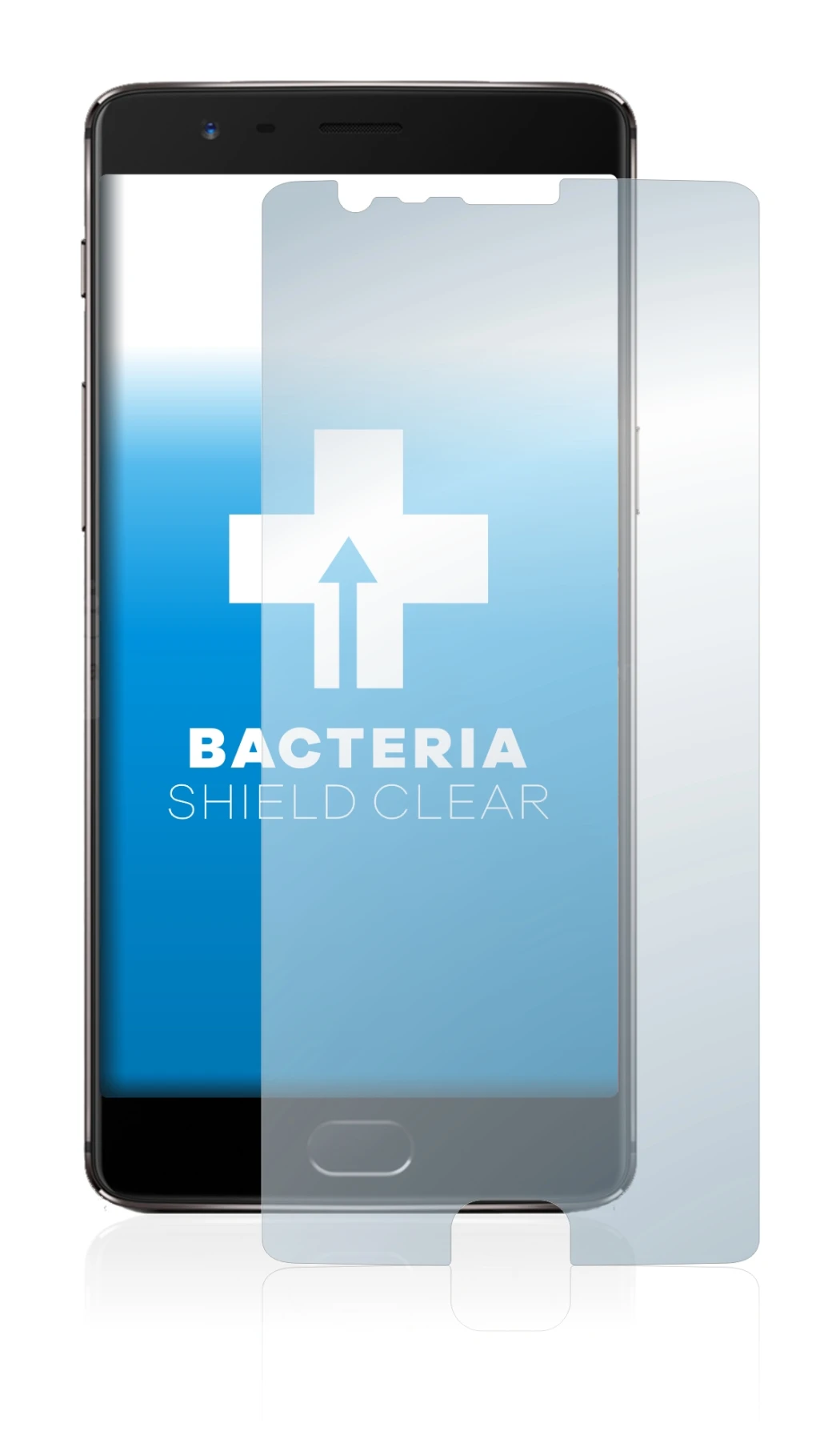 Abbildung des Geräts OnePlus 3T mit einer Vielzahl des Displayschutzes.