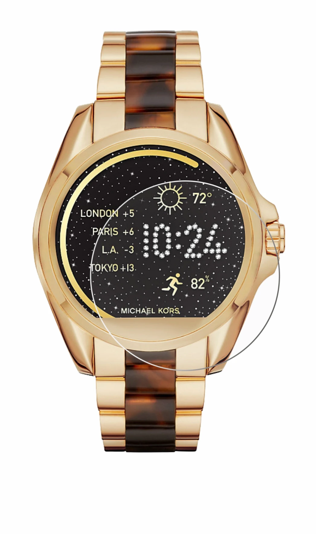 Abbildung des Geräts Michael Kors Access Bradshaw mit einer Vielzahl des Displayschutzes.