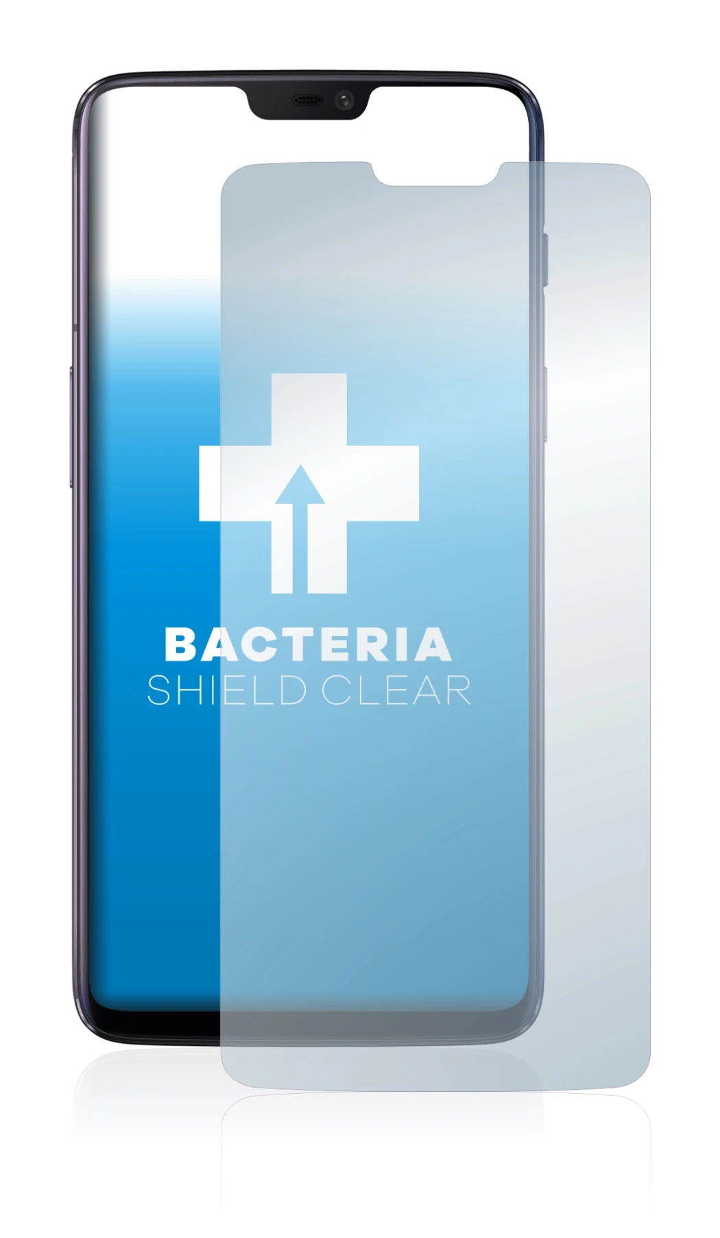 Abbildung des Geräts OnePlus 6 mit einer Vielzahl des Displayschutzes.