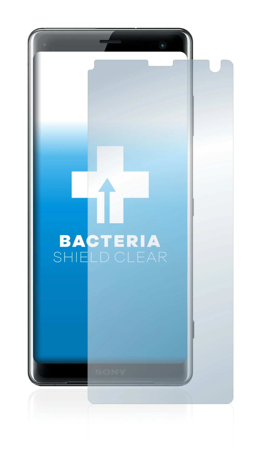 Abbildung des Geräts Sony Xperia XZ3 mit einer Vielzahl des Displayschutzes.