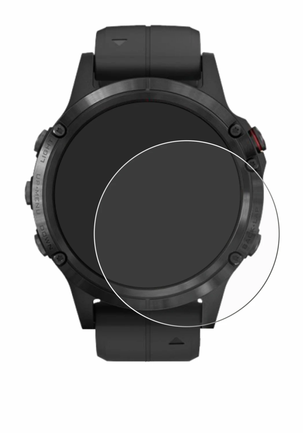 Abbildung des Geräts Garmin Fenix 5 Plus (47 mm) mit einer Vielzahl des Displayschutzes.