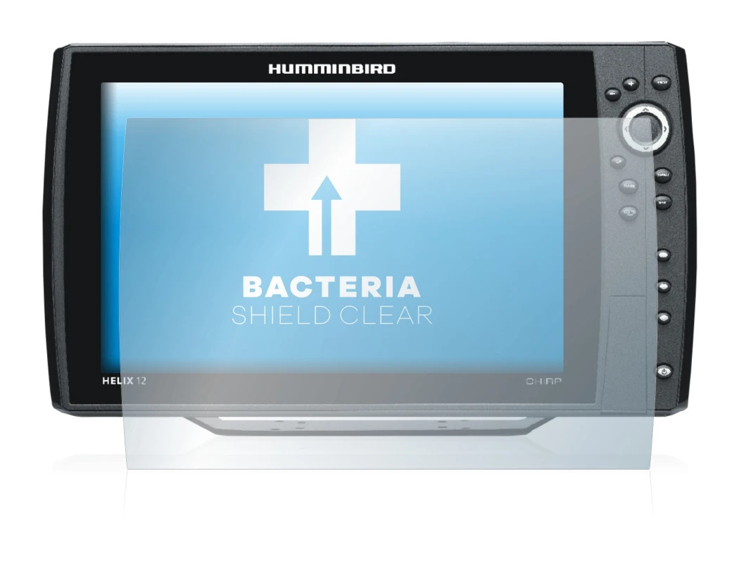 Abbildung des Geräts Humminbird Helix 12 mit einer Vielzahl des Displayschutzes.