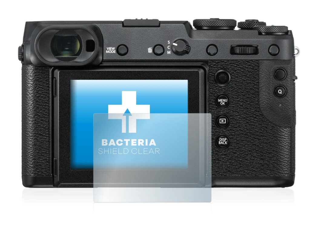 Abbildung des Geräts Fujifilm GFX 50R mit einer Vielzahl des Displayschutzes.