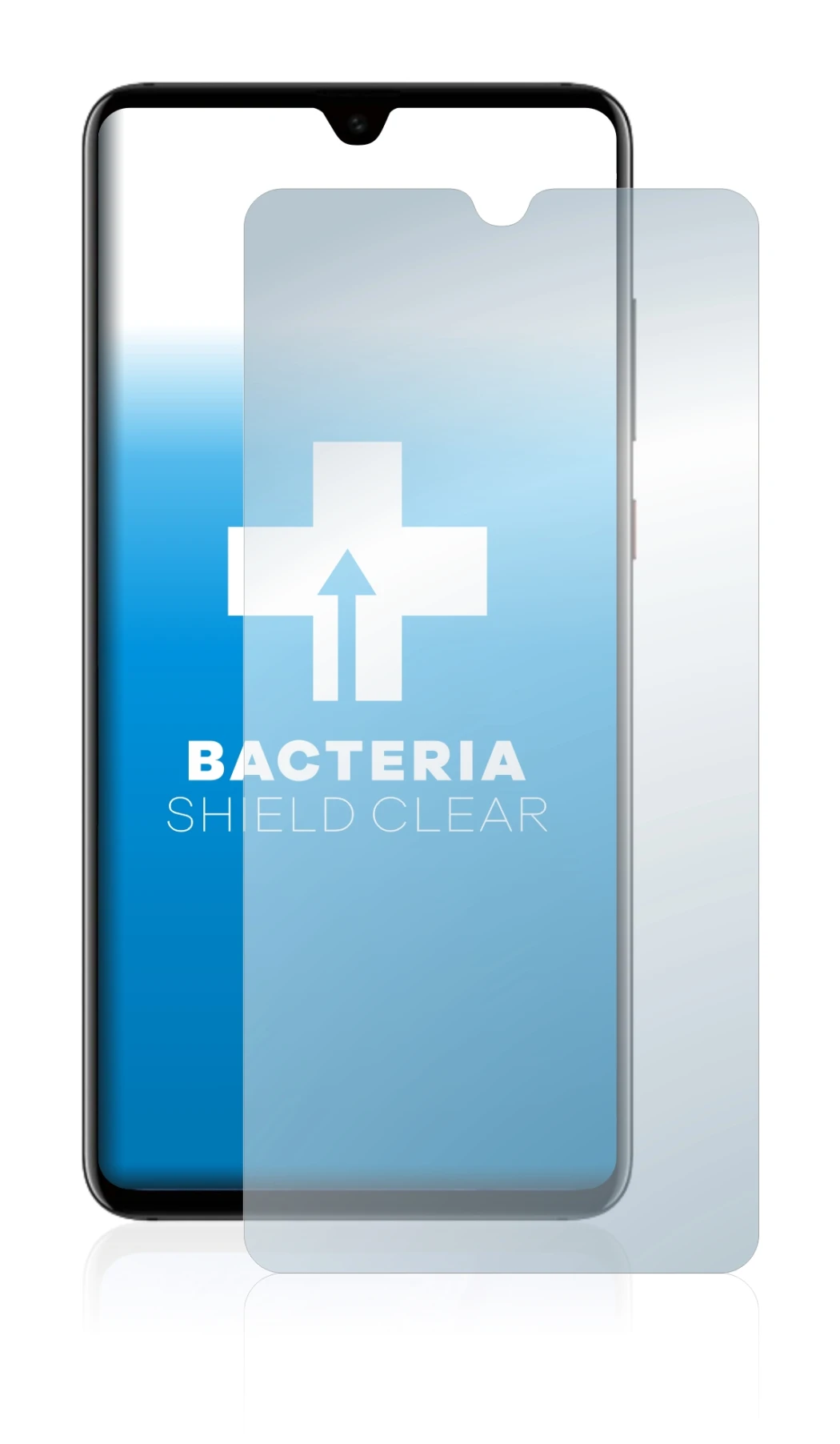 Abbildung des Geräts Huawei Mate 20 mit einer Vielzahl des Displayschutzes.