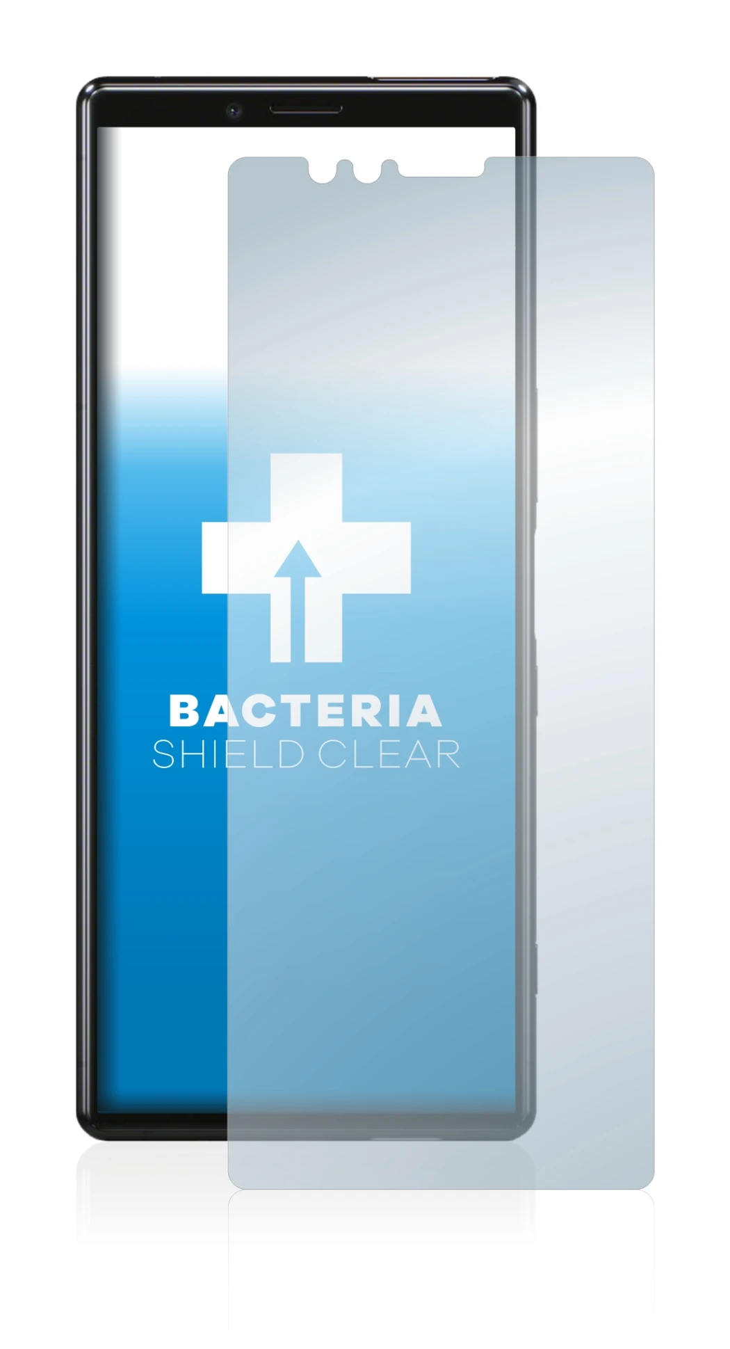 Abbildung des Geräts Sony Xperia 1 mit einer Vielzahl des Displayschutzes.