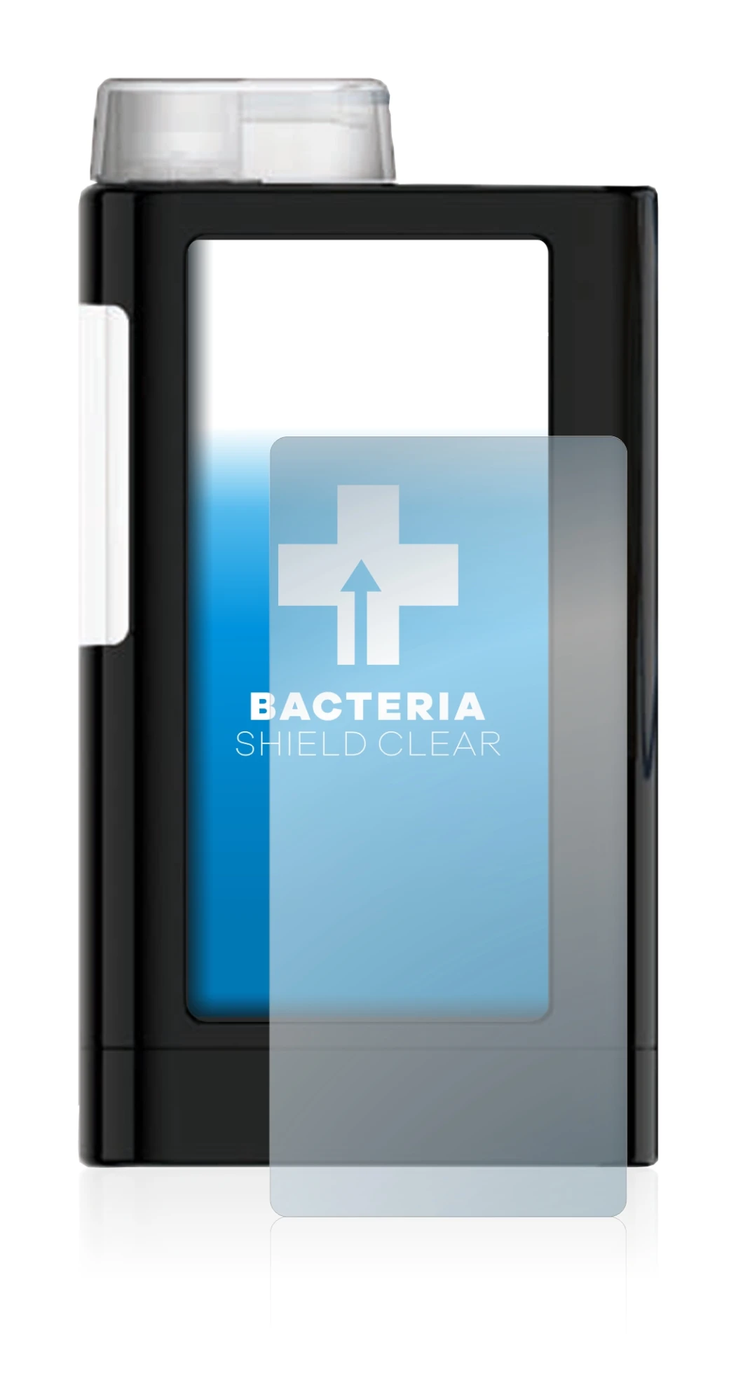 Abbildung des Geräts Mylife YpsoPump mit einer Vielzahl des Displayschutzes.