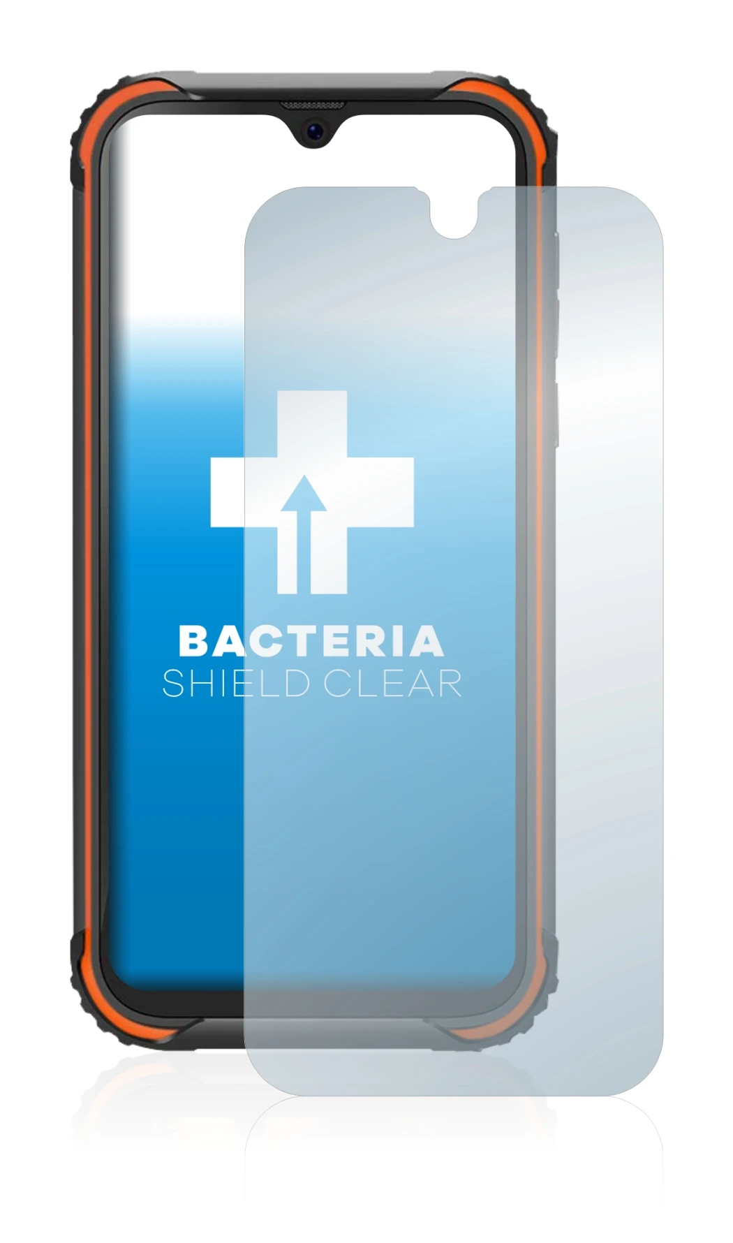 Abbildung des Geräts Blackview BV5900 mit einer Vielzahl des Displayschutzes.