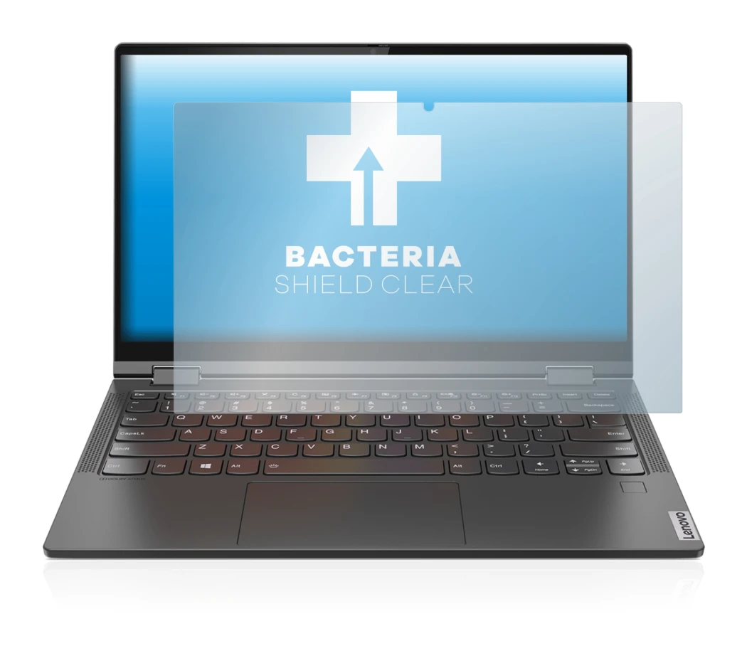 Abbildung des Geräts Lenovo Yoga C640 mit einer Vielzahl des Displayschutzes.
