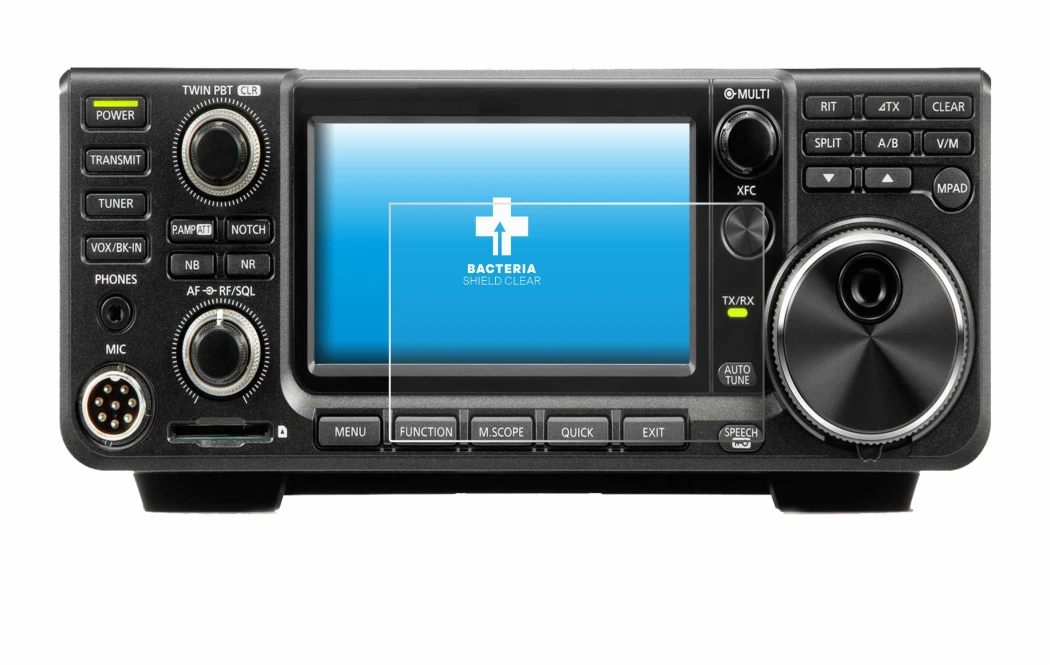 Abbildung des Geräts Icom IC-9700 mit einer Vielzahl des Displayschutzes.