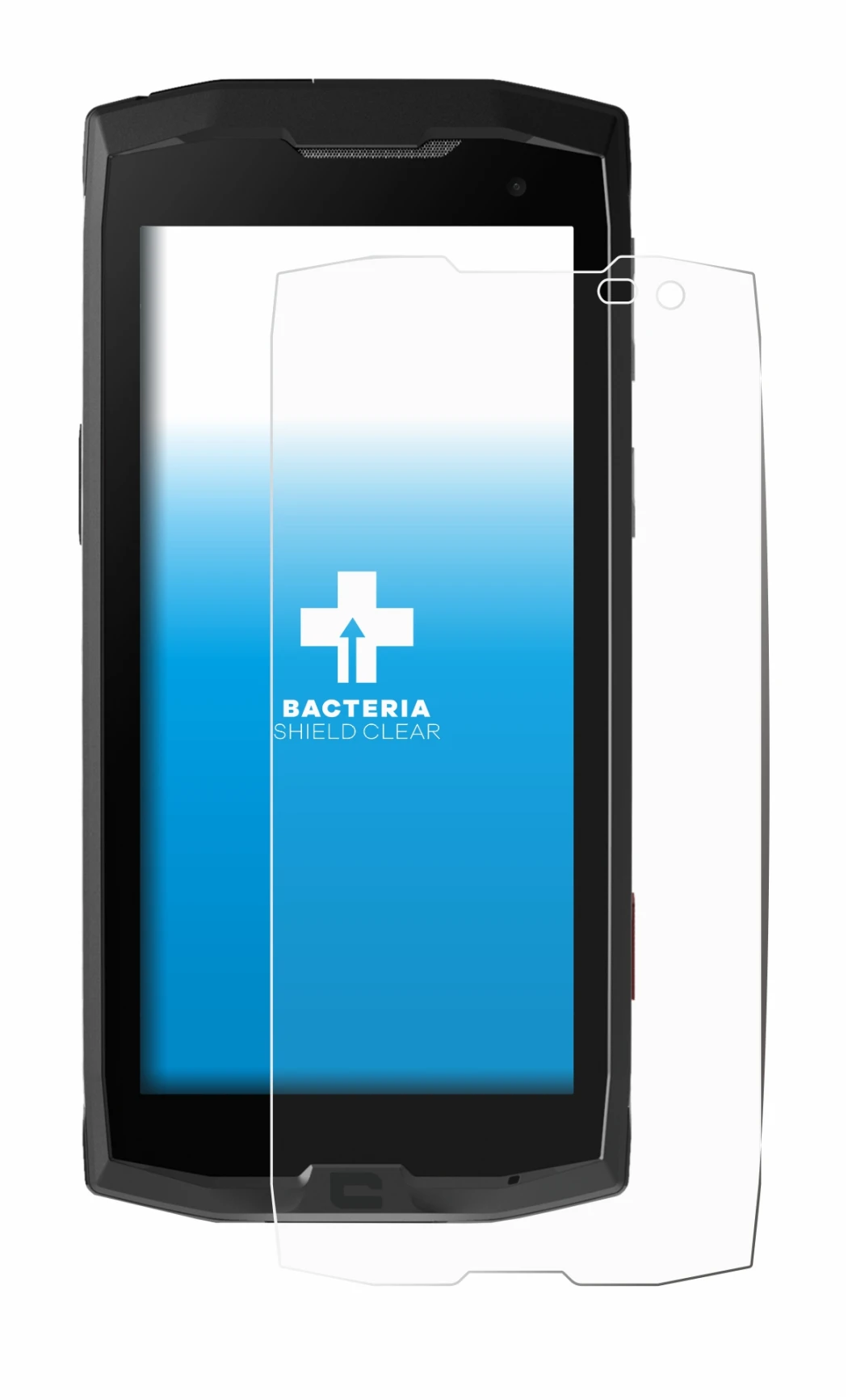 Abbildung des Geräts Crosscall Core M4 mit einer Vielzahl des Displayschutzes.