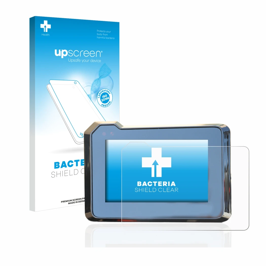 Vorderseite einer Produktverpackung mit dem Markenlogo upscreen. Daneben ist das Gerät KTM 1290 Super Duke R 2020/2022 TFT-Dis