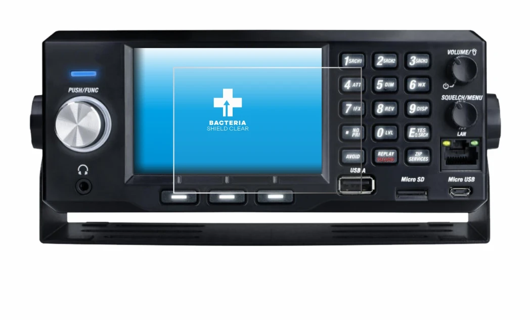 Abbildung des Geräts Uniden SDS200E mit einer Vielzahl des Displayschutzes.