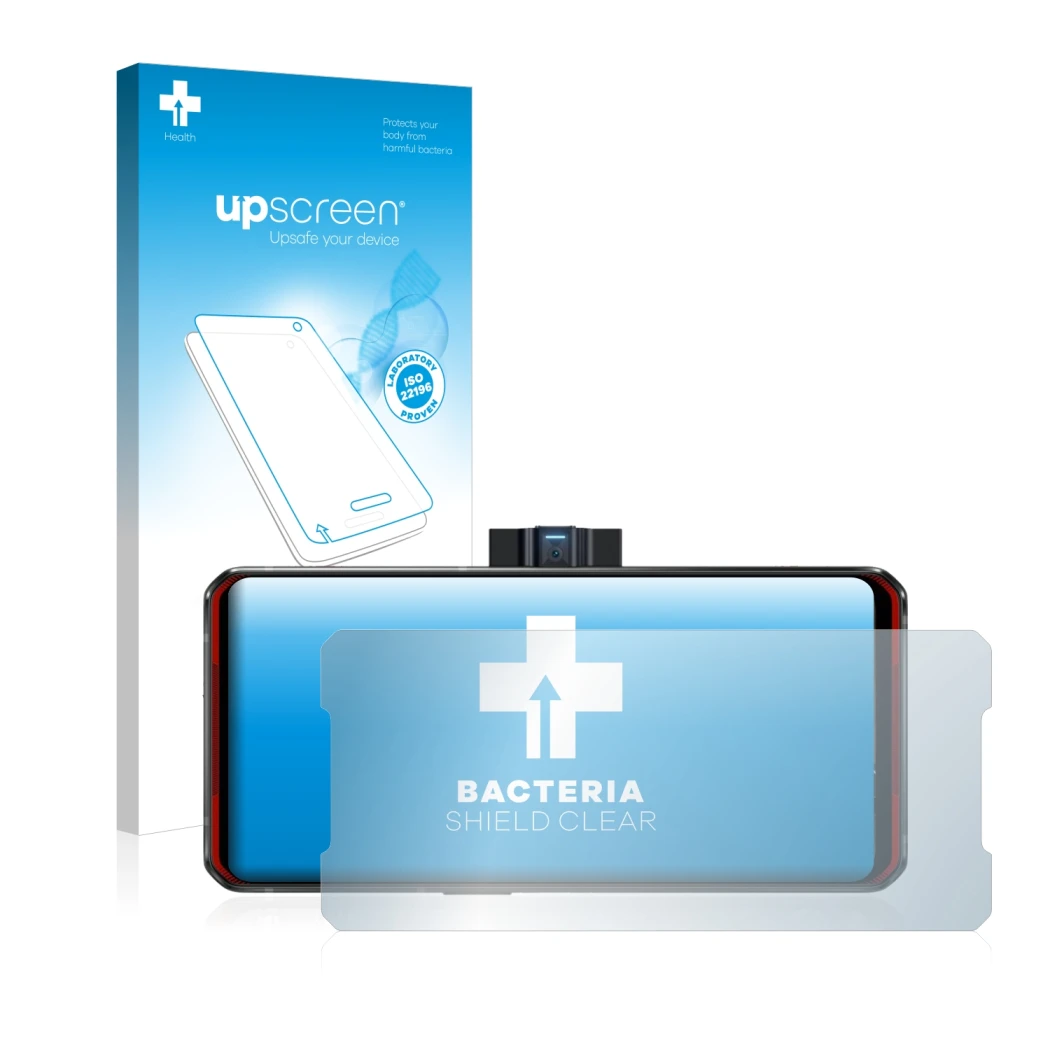 Vorderseite einer Produktverpackung mit dem Markenlogo upscreen. Daneben ist das Gerät Lenovo Legion Duel mit dem zugehörigen 