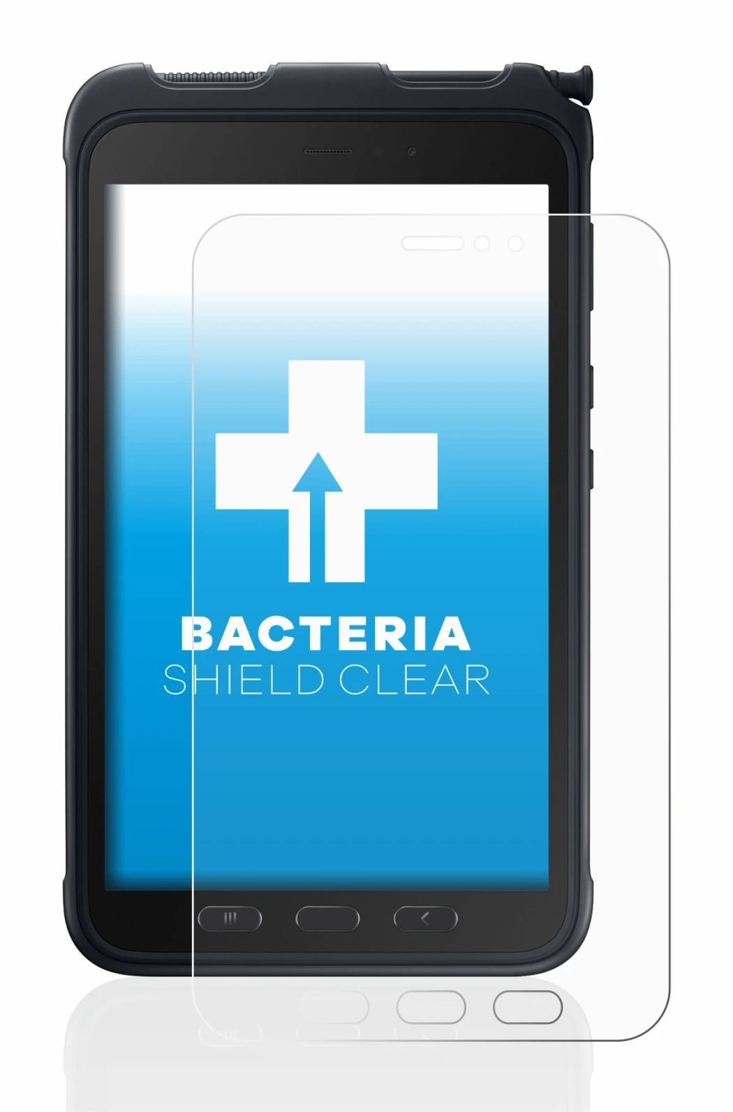 Abbildung des Geräts Samsung Galaxy Tab Active 3 mit einer Vielzahl des Displayschutzes.