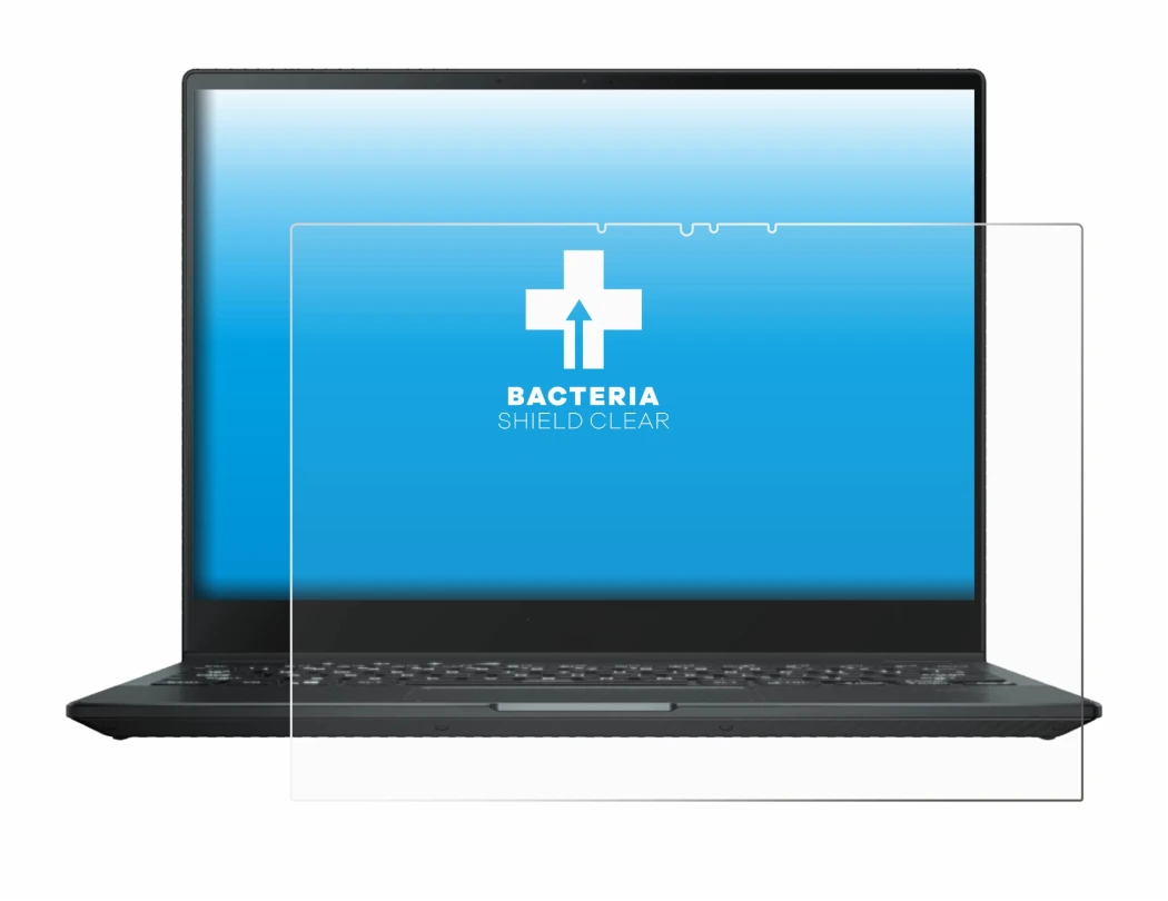 Abbildung des Geräts ASUS Rog Flow X13 2022 mit einer Vielzahl des Displayschutzes.