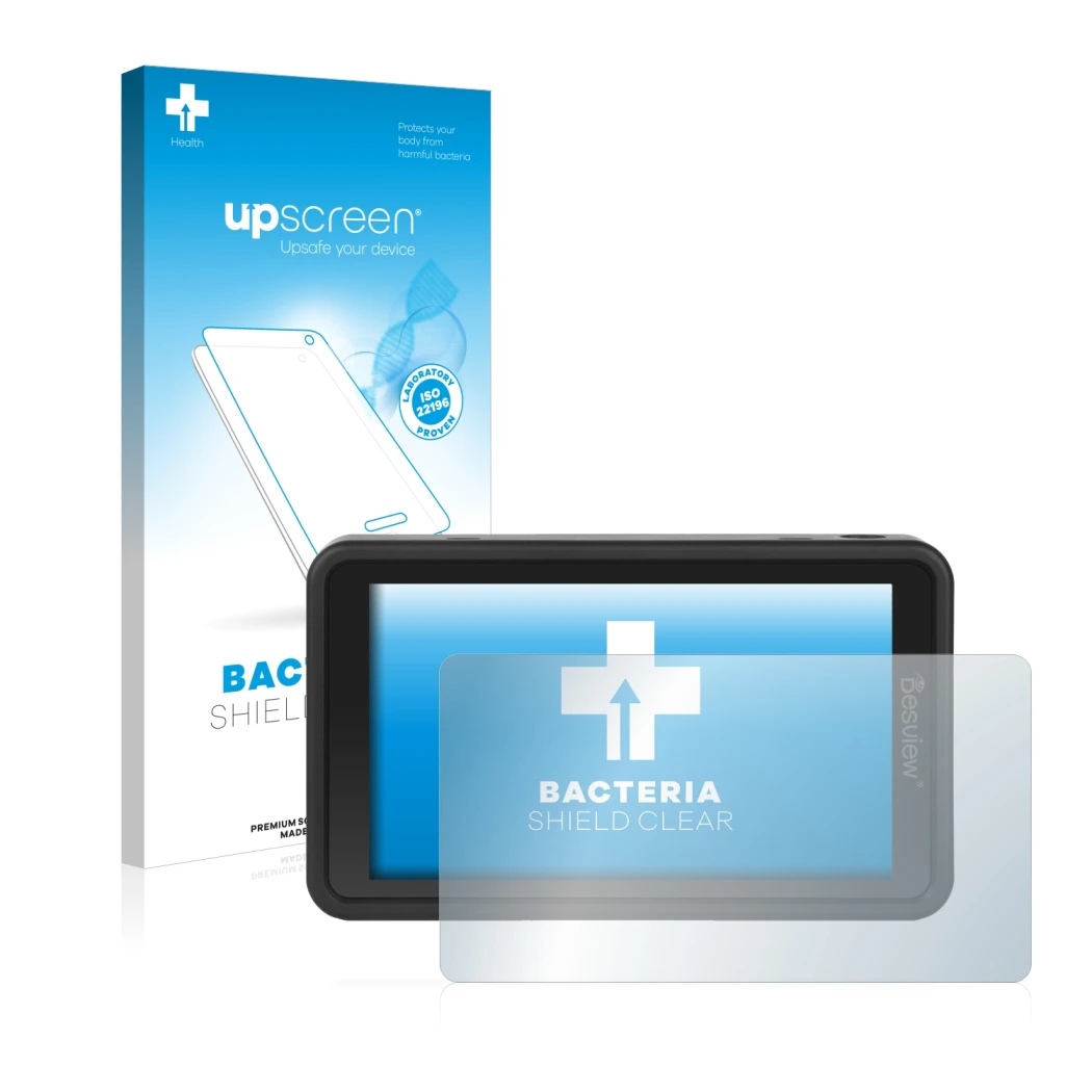 Vorderseite einer Produktverpackung mit dem Markenlogo upscreen. Daneben ist das Gerät Desview R5 5.5