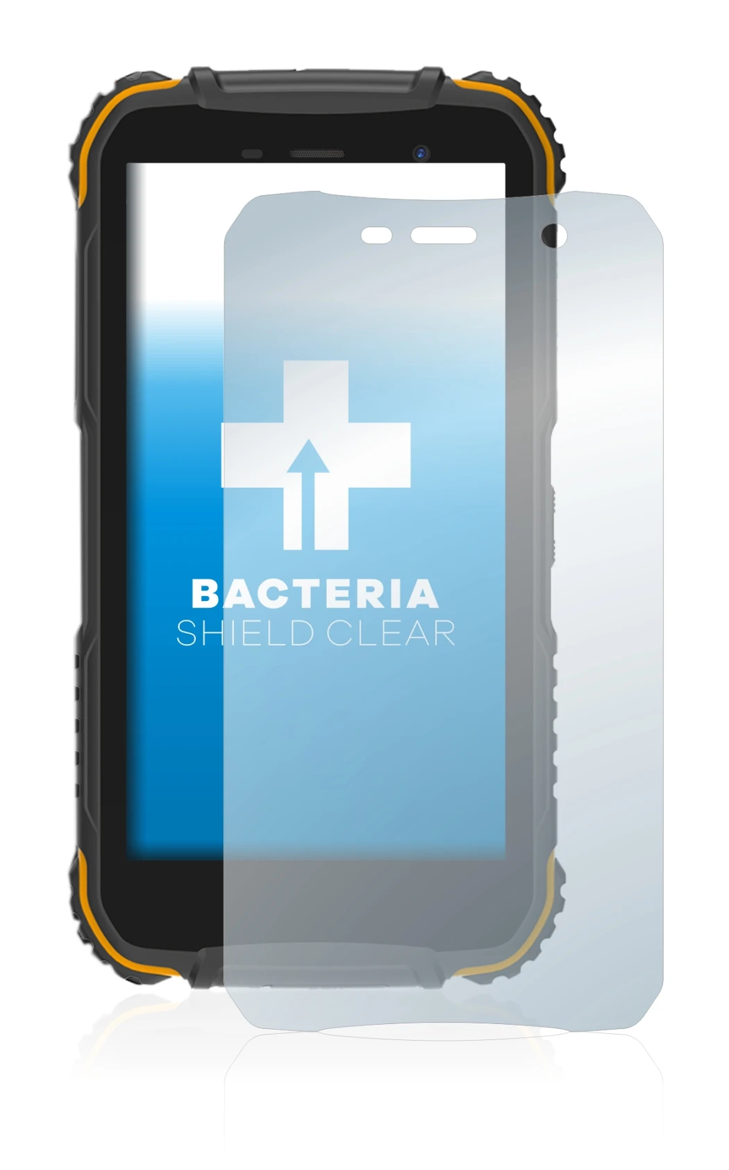 Abbildung des Geräts Doogee S35 mit einer Vielzahl des Displayschutzes.