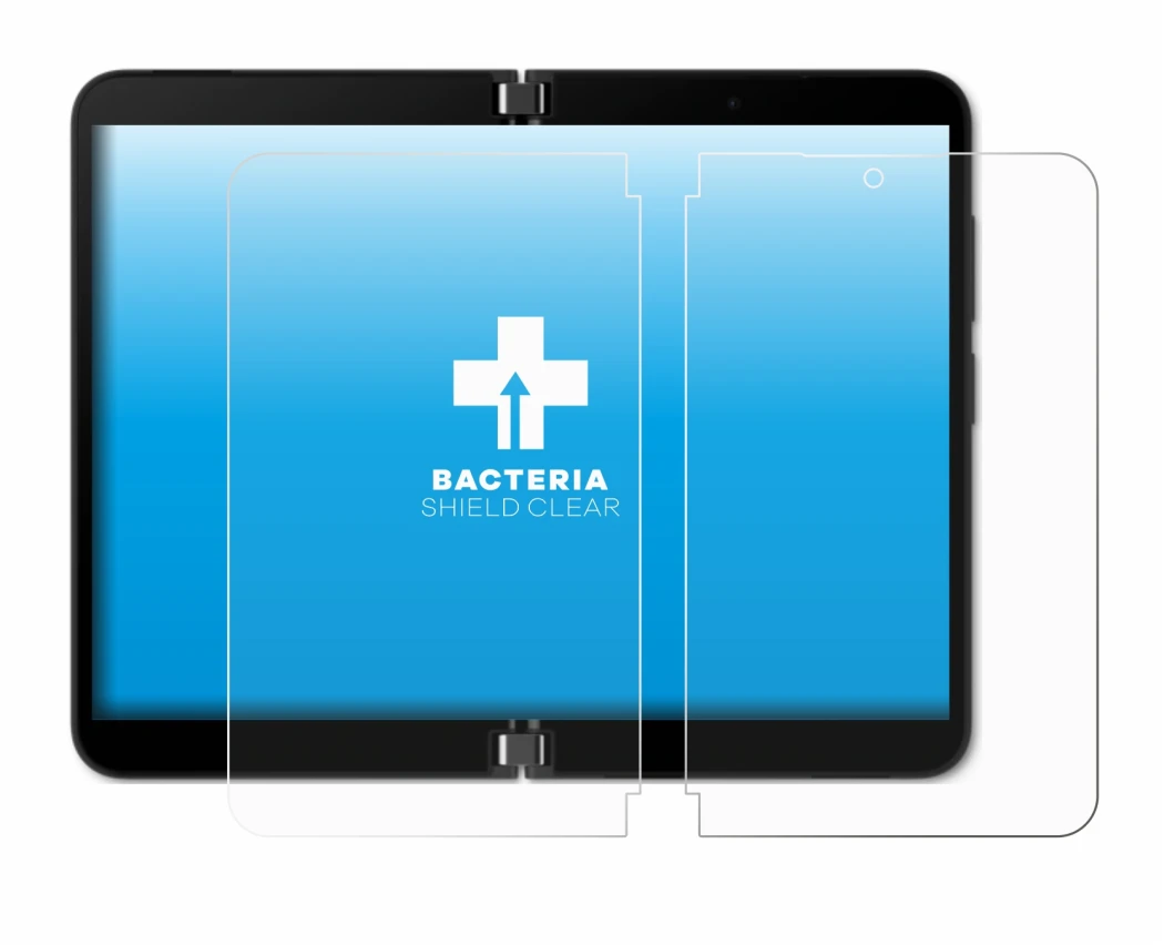 Abbildung des Geräts Microsoft Surface Duo 2 (Inneres Display) mit einer Vielzahl des Displayschutzes.