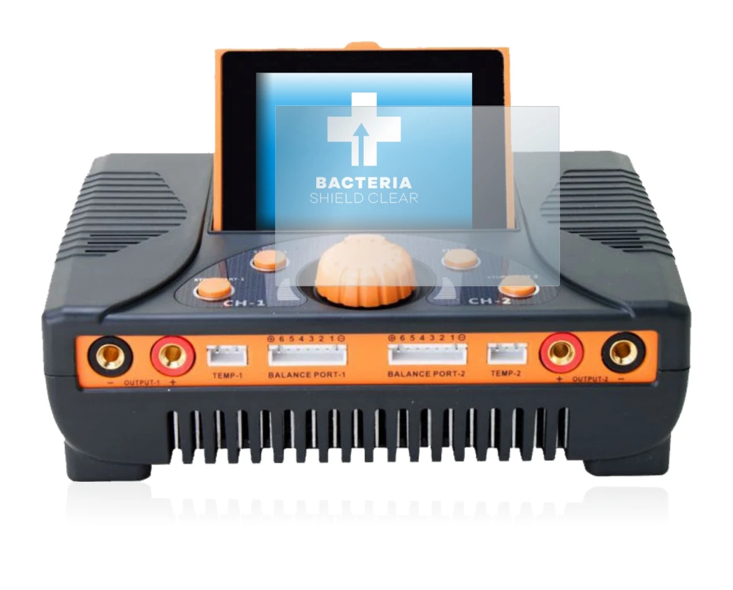 Abbildung des Geräts Junsi iCharger 406 Duo mit einer Vielzahl des Displayschutzes.