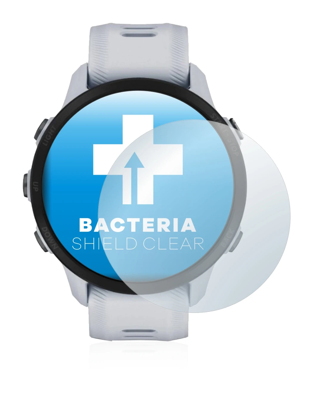 Abbildung des Geräts Garmin Forerunner 955 mit einer Vielzahl des Displayschutzes.