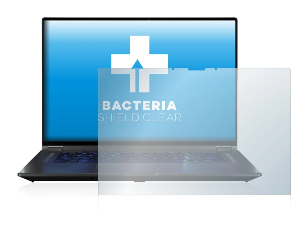 Abbildung des Geräts ASUS ROG Flow X16 mit einer Vielzahl des Displayschutzes.