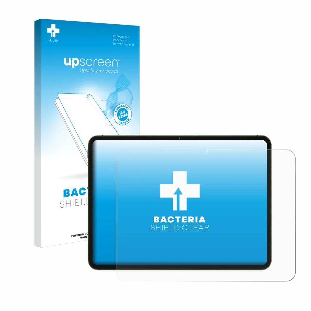 Vorderseite einer Produktverpackung mit dem Markenlogo upscreen. Daneben ist das Gerät OnePlus Pad Go mit dem zugehörigen Disp