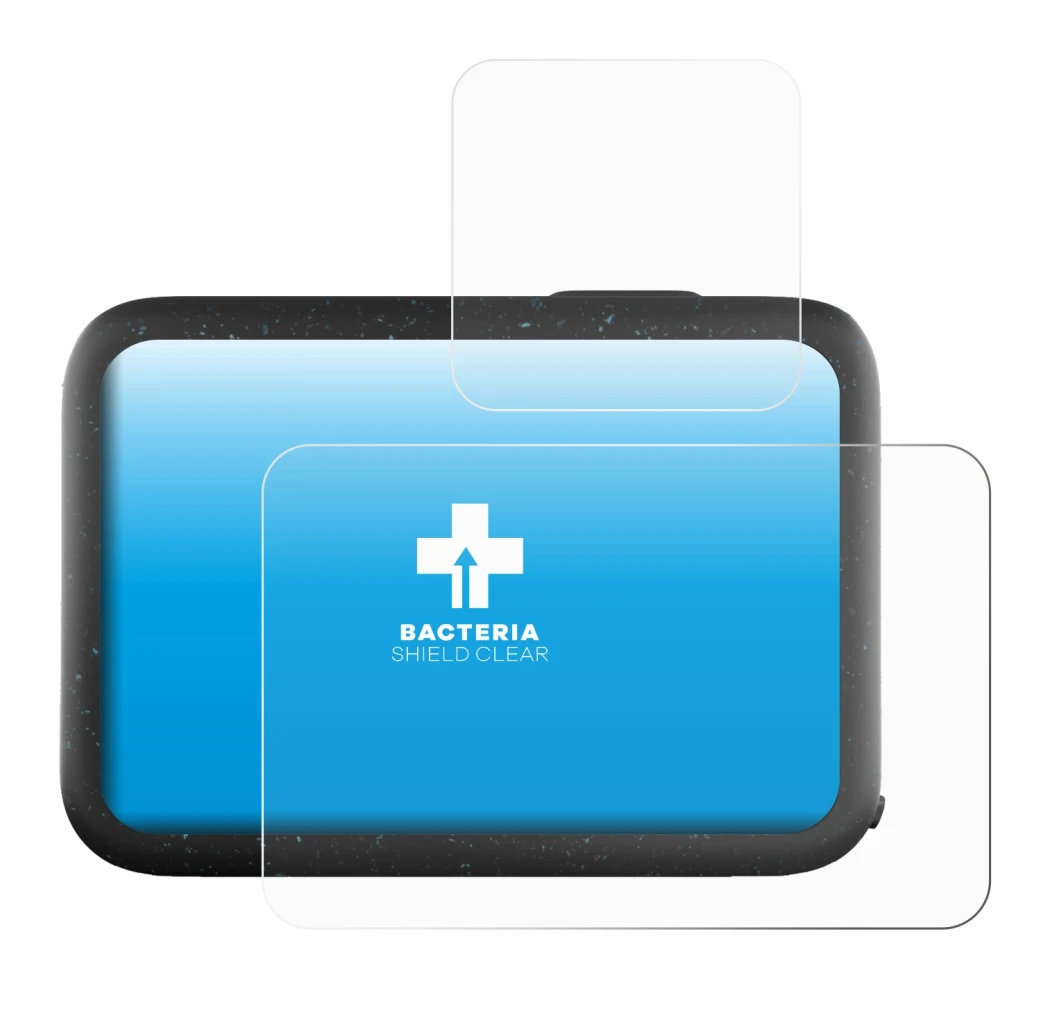 Abbildung des Geräts GoPro Hero 12 Black mit einer Vielzahl des Displayschutzes.