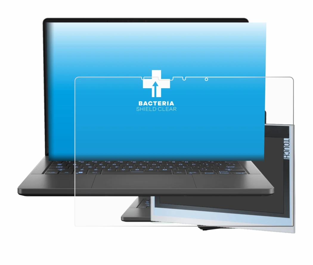 Abbildung des Geräts ASUS ROG Zephyrus G14 2024 GA403 mit einer Vielzahl des Displayschutzes.