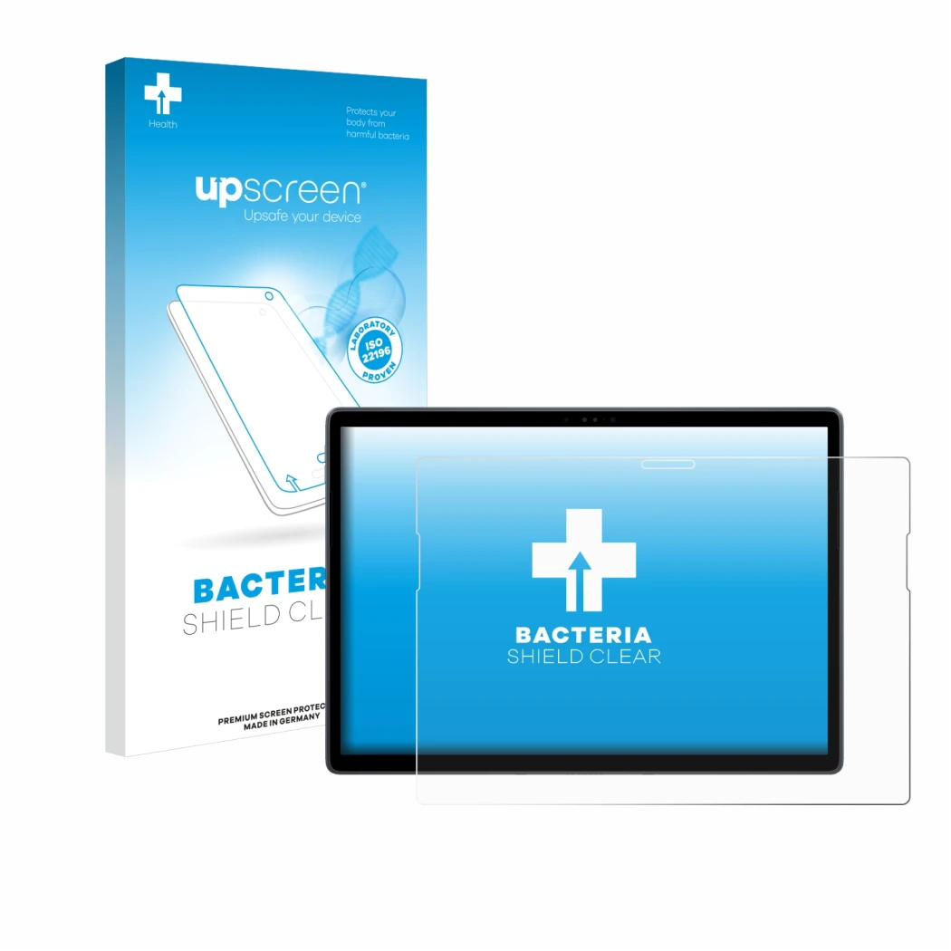 Vorderseite einer Produktverpackung mit dem Markenlogo upscreen. Daneben ist das Gerät Dell Latitude 7350 Detachable mit dem z